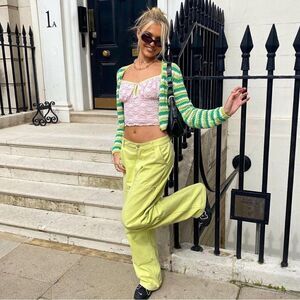 NWT THE KRIPT Royal Wide Leg High Rise Jeans  in Avocado